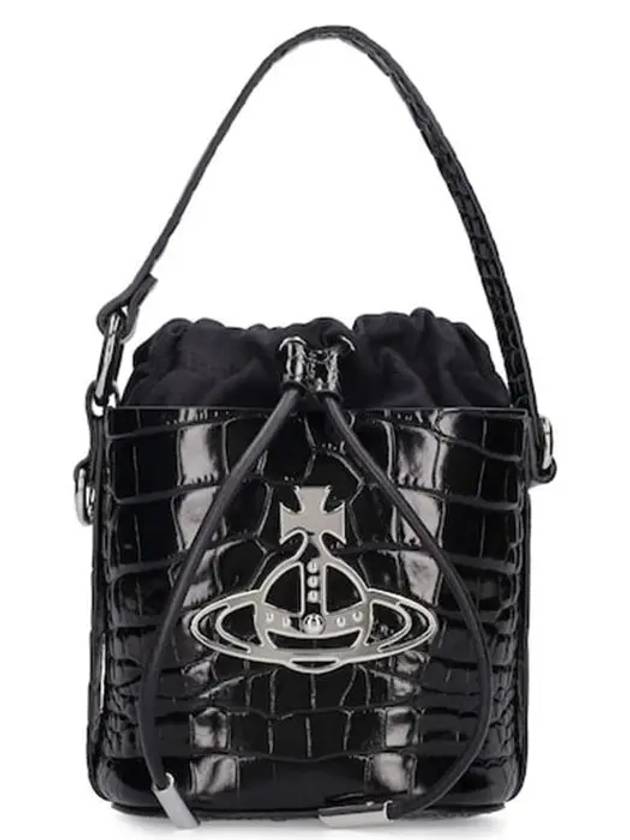 DAISY Crocker Effect Embossed Black Bucket Bag - VIVIENNE WESTWOOD - BALAAN 1