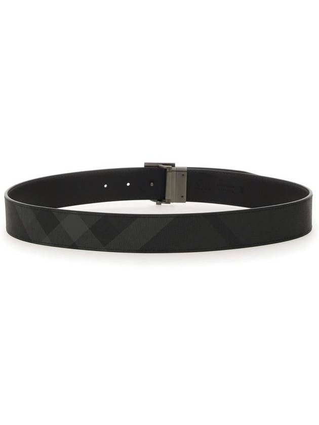 Men's Check Reversible Leather Belt Charcoal Graphite - BURBERRY - BALAAN 4