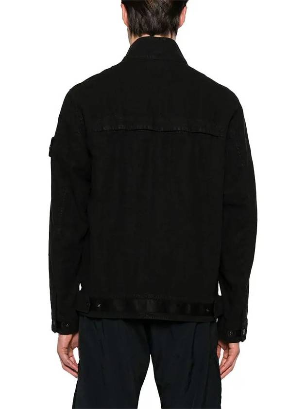 Logo Patch Zip Up Jacket Black - STONE ISLAND - BALAAN 5