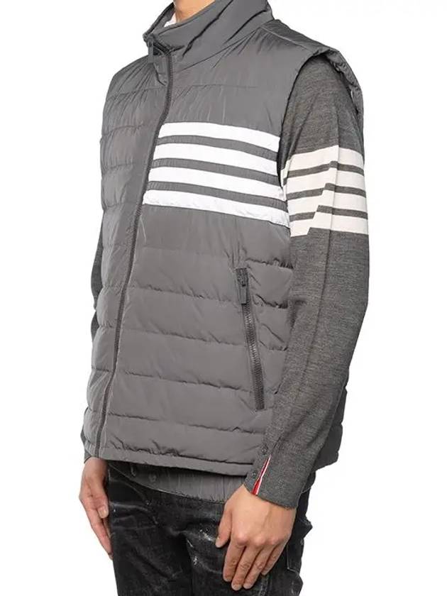 4 Bar Poly Twill Down Vest Grey - THOM BROWNE - BALAAN 5