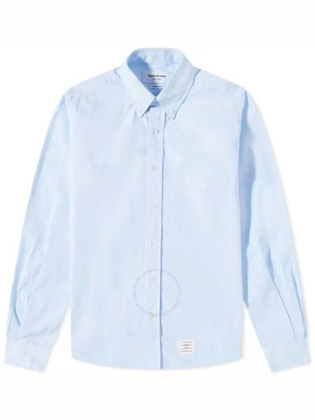 Men's Grosgrain Placket Solid Poplin Long Sleeve Shirt Light Blue - THOM BROWNE - BALAAN 2