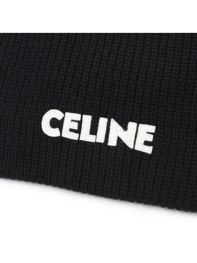 Logo Ribbed Wool Muffler Black - CELINE - BALAAN 6