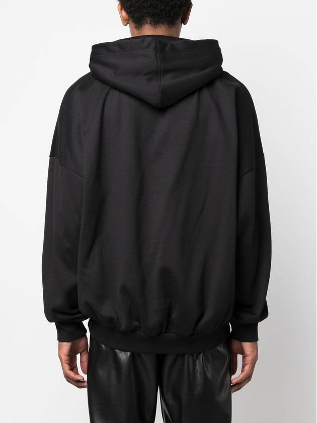 Pleated Drawstring Hoodie Black - VALENTINO - BALAAN 5