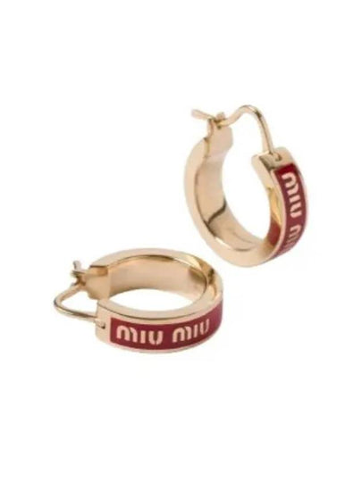 Logo Enameled Metal Earrings Red - MIU MIU - BALAAN 2