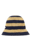 Logo Striped Woven Fabric Bucket Hat Blue Beige - MIU MIU - BALAAN 2