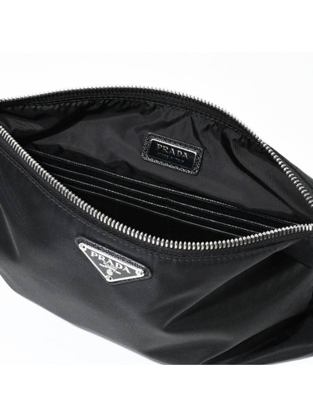 Re-Nylon and Saffiano Leather Clutch Bag Black - PRADA - BALAAN 6