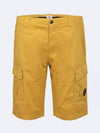 Men's Stretch Satin Cargo Shorts Yellow - CP COMPANY - BALAAN.