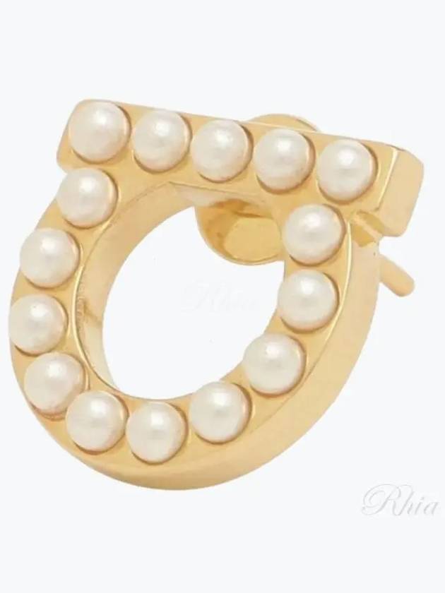 Gancini Pearl Earrings Gold - SALVATORE FERRAGAMO - BALAAN 2