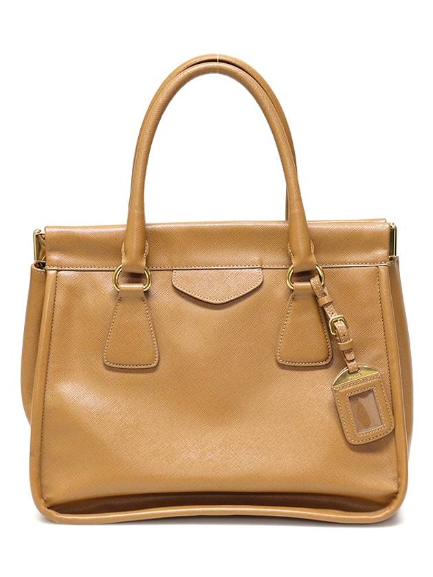 Prada BN2158 Brown Saffiano Lux Gold Frame Tote Bag - PRADA - BALAAN 1