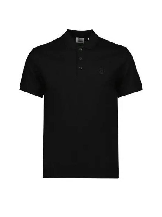 Men's Embroidered Logo Cotton Polo Shirt Black - BURBERRY - BALAAN 2