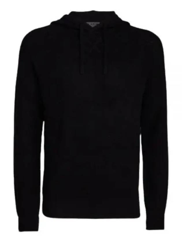 Men's Waffle Stitch Merino Wool Hooded Sweater Onyx - G/FORE - BALAAN 2