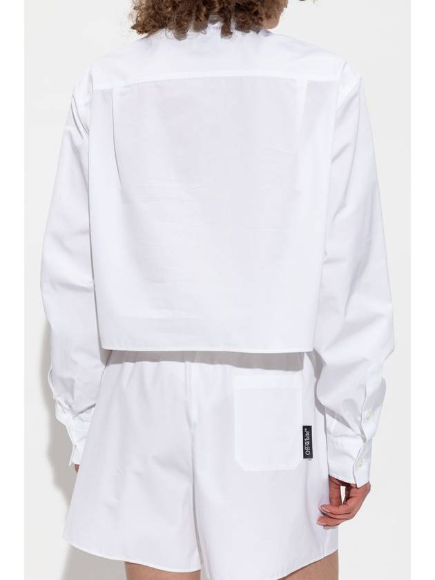 Off-White Short Shirt With Embroidered Logo, Women's, White - OFF WHITE - BALAAN 4