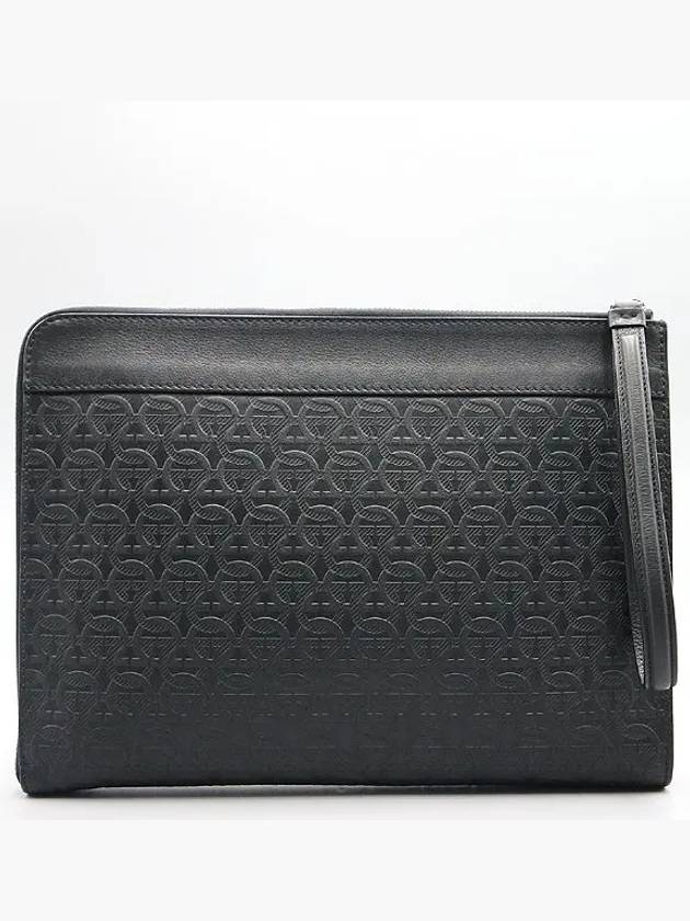 Ferragamo 24 A424 Black Color Travel Embossed Gancini Clutch - SALVATORE FERRAGAMO - BALAAN 3