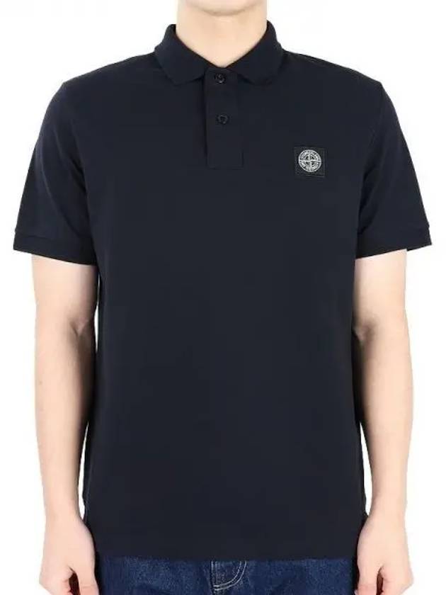 Pique Stretch Cotton Short Sleeve Polo Shirt Navy - STONE ISLAND - BALAAN 2