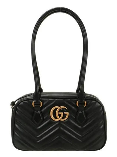 GG Marmont Leather Small Top Handle Shoulder Bag Black - GUCCI - BALAAN 2