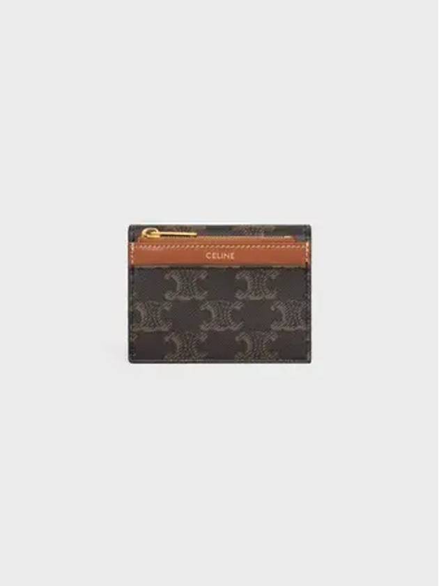 Triomphe Compact Coin Card Wallet Tan - CELINE - BALAAN 5