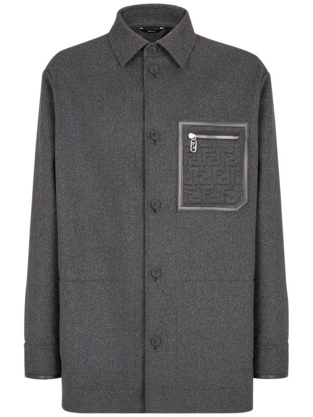 Patch Pocket Long Sleeve Wool Jacket Grey - FENDI - BALAAN 2