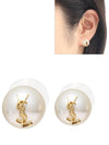 Cassandre Pearl Earrings in Metal Gold And Cream - SAINT LAURENT - BALAAN 2