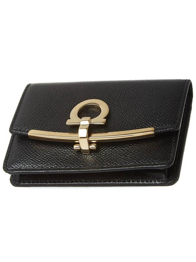 Gancini Calfskin Card Wallet Black - SALVATORE FERRAGAMO - BALAAN 5