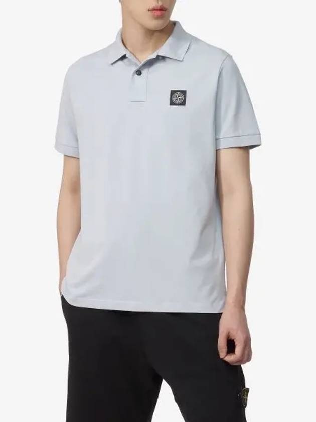 Pique Stretch Cotton Short Sleeve Polo Shirt Blue - STONE ISLAND - BALAAN 2