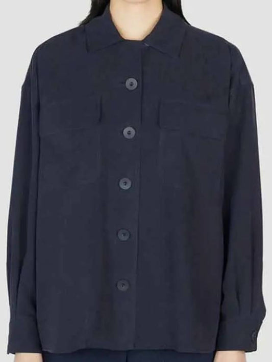 Lucilla Silk Long Sleeve Shirt Blue Marine - MAX MARA - BALAAN 2