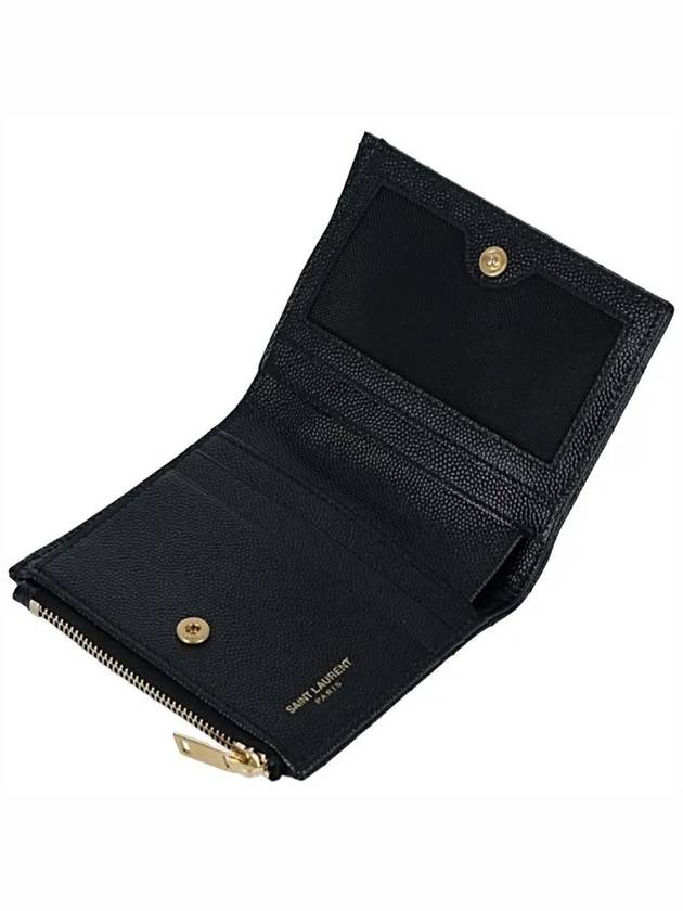 Cassandre Matelasse Grain De Poudre Embossed Leather Half Wallet Black - SAINT LAURENT - BALAAN 4