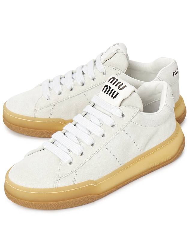 Women's Suede Low Top Sneakers White - MIU MIU - BALAAN 2