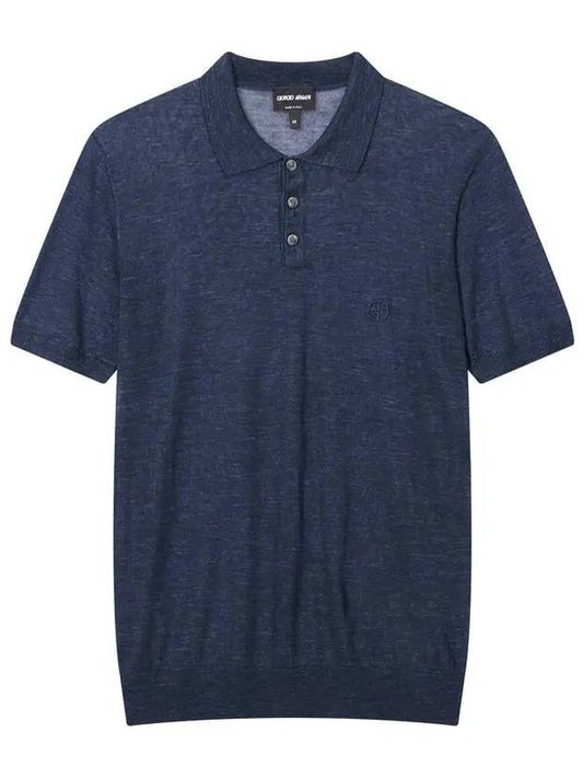 ARMANI BRAND DAY Coupon 10 Men s Silk Blend Embroidered Logo Polo Knit Navy - GIORGIO ARMANI - BALAAN 1