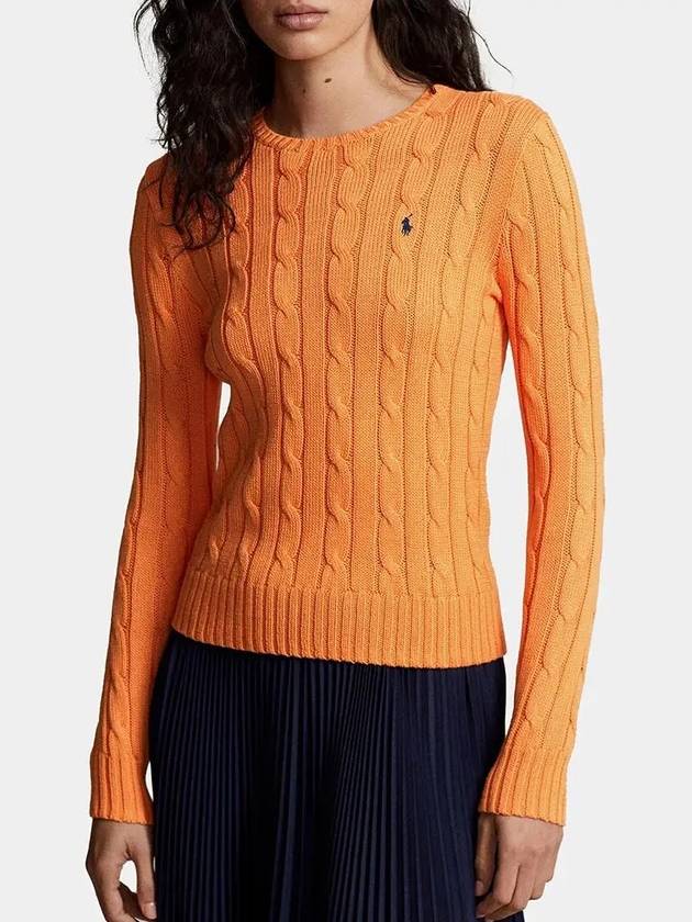 Embroidered Logo Pony Cable Knit Top Orange - POLO RALPH LAUREN - BALAAN 3