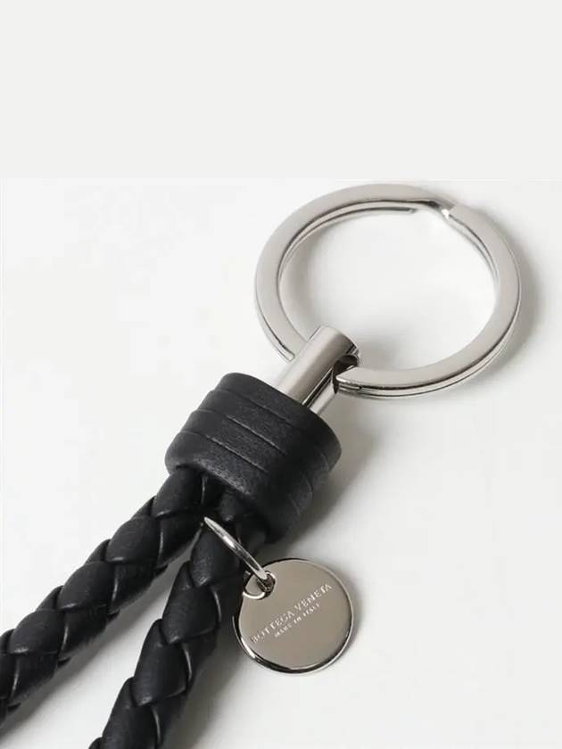 Intrecciato Leather Key Holder Black - BOTTEGA VENETA - BALAAN 3