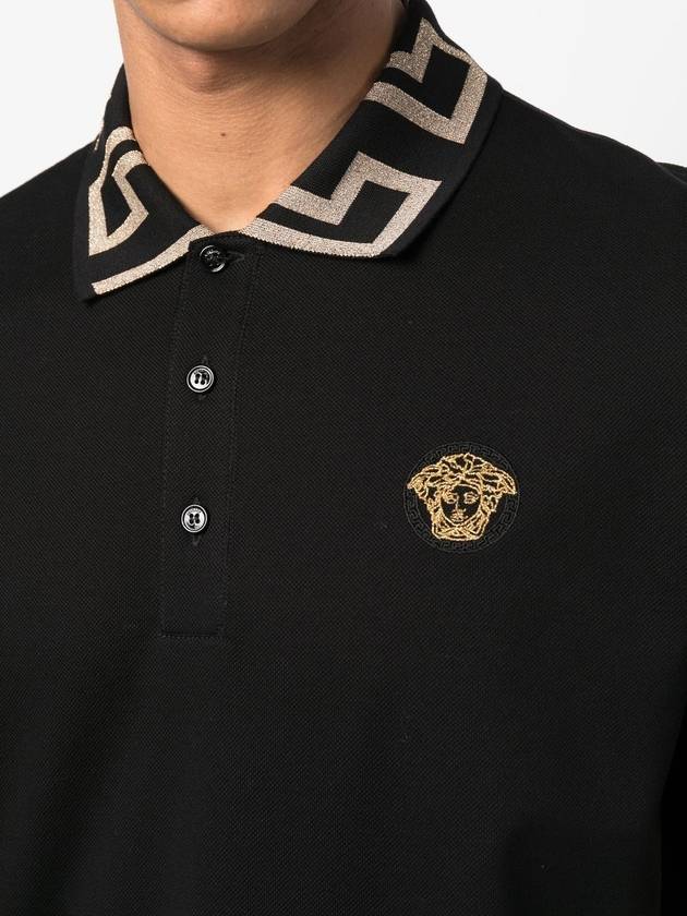 Men's Medusa Greca Short Sleeve Polo Shirt Black - VERSACE - BALAAN 6