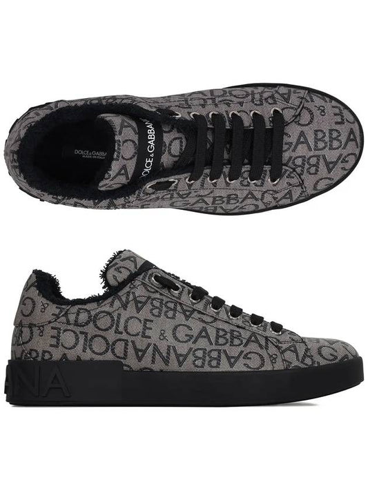 Portofino All Over Logo Jacquard Low Top Sneakers Marron - DOLCE&GABBANA - BALAAN 2