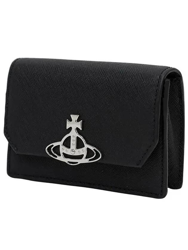 Saffiano Cow Leather Card Wallet Black 5115002OW L001N N401 - VIVIENNE WESTWOOD - BALAAN 3