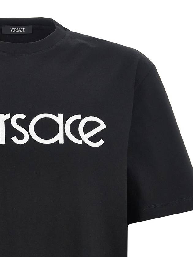 Logo Crewneck Short Sleeve T-Shirt Black - VERSACE - BALAAN 4