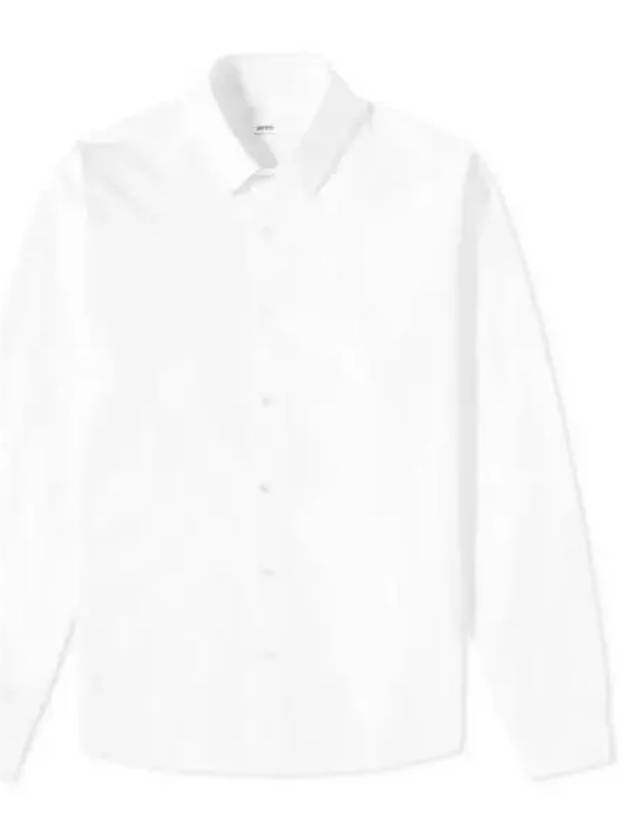 Men's Heart Embroidered Logo Long Sleeve Shirt White - AMI - BALAAN 2