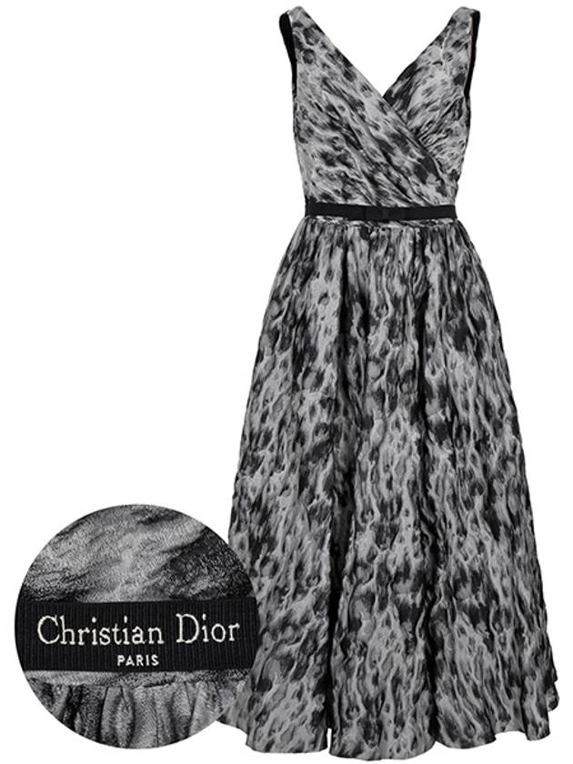 Women's Graphic Print Sleeveless Midi Dress Grey - DIOR - BALAAN 1