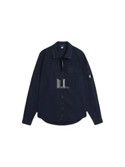 Oversized Organic Gabardine Long Sleeve Shirt Navy - CP COMPANY - BALAAN 2