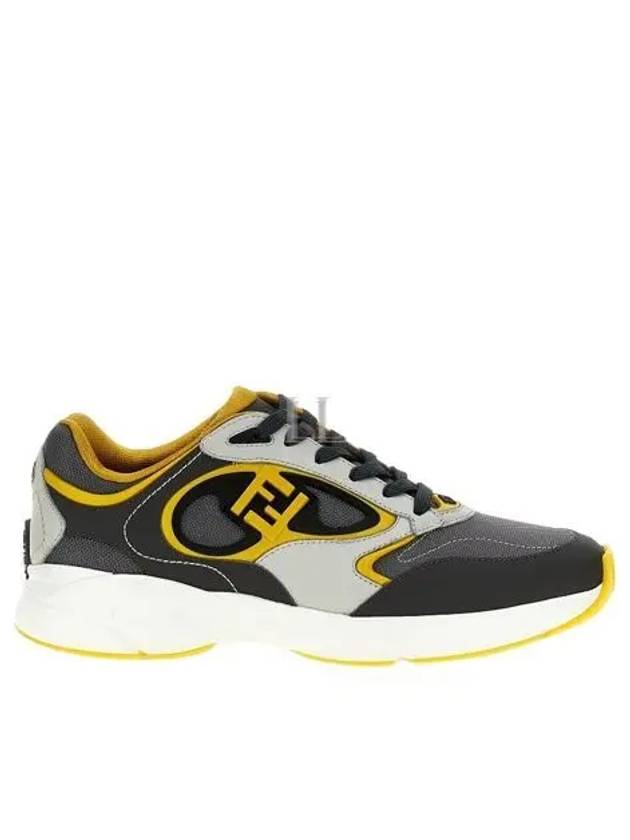 Forward Mesh Leather Low Top Sneakers Yellow Grey - FENDI - BALAAN 2