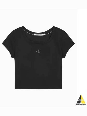 JEANS Women s Black Cooling Logo Baby T Shirt J223905 BEH - CALVIN KLEIN - BALAAN 1