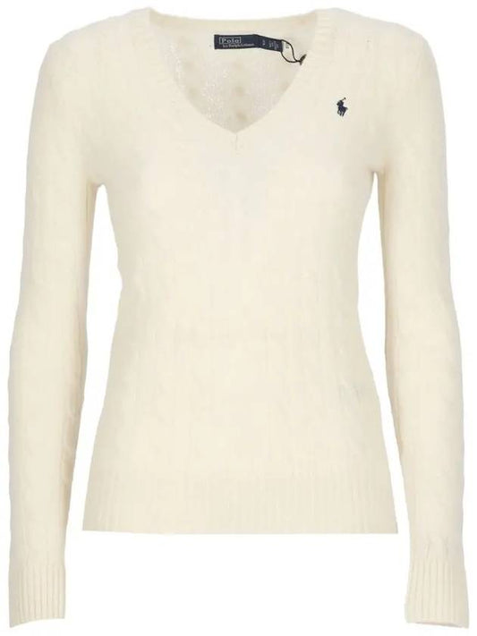 Kimberly Embroidered Logo Pony Cable Knit Top Cream - POLO RALPH LAUREN - BALAAN 2