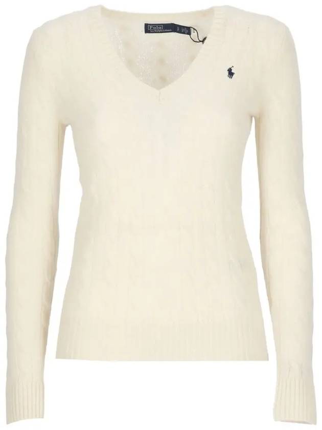 Kimberly Embroidered Logo Pony Cable Knit Top Cream - POLO RALPH LAUREN - BALAAN 3