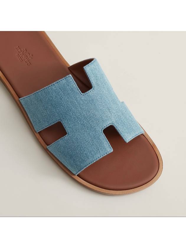 Men's Izmir H ​​Logo Leather Sandals Blue - HERMES - BALAAN 6