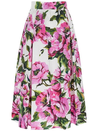 Pink Circle Midi Skirt With All-Over Peony Motif In Cotton Woman - DOLCE&GABBANA - BALAAN 2