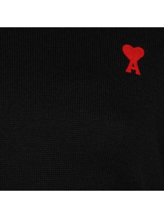 Heart Logo Wool Knit Top Black - AMI - BALAAN 3