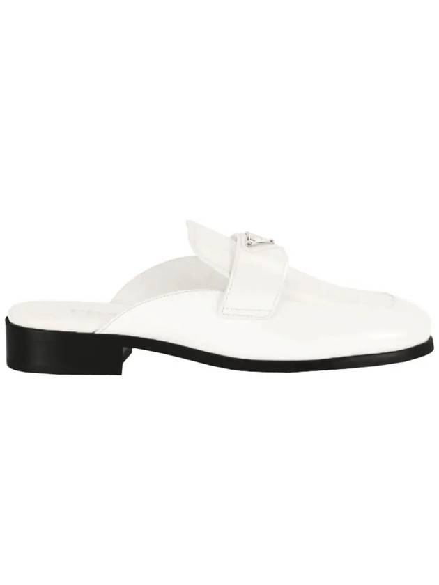 Triangle Logo Brushed Leather Bloafers White - PRADA - BALAAN 2