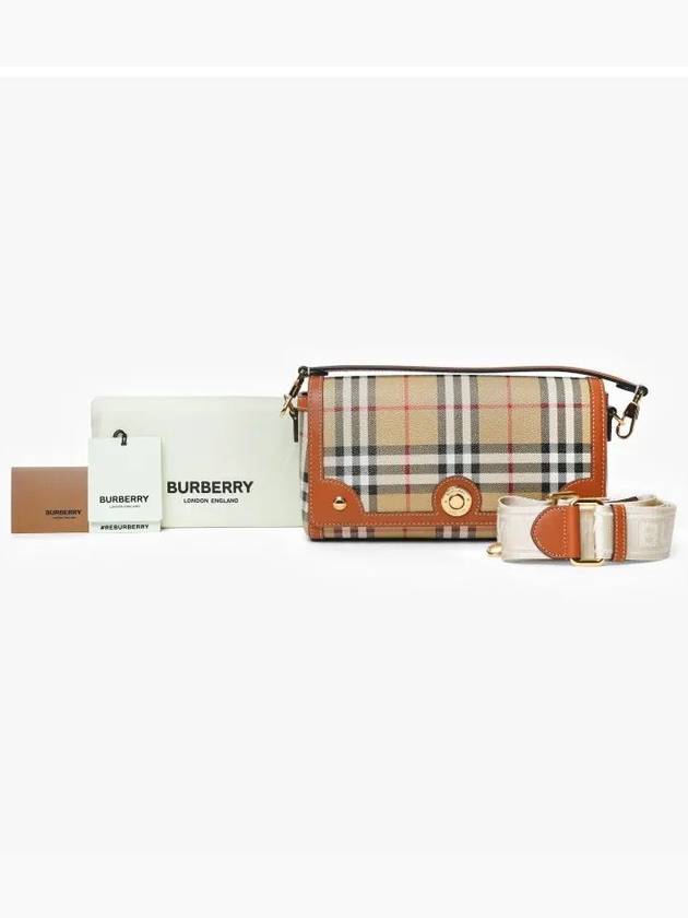 Women's Check Leather Top Handle Shoulder Bag Beige - BURBERRY - BALAAN 4