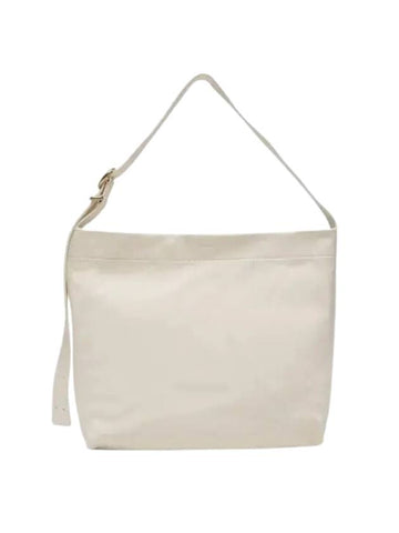 Women's Small Embossed Logo Leather Shoulder Bag White - JIL SANDER - BALAAN 1