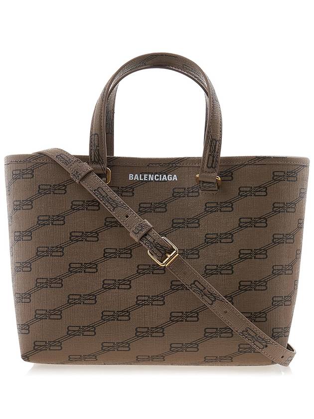 BB Monogram Coated Canvas Signature Small East West Shopper Tote Bag Beige Brown - BALENCIAGA - BALAAN 2