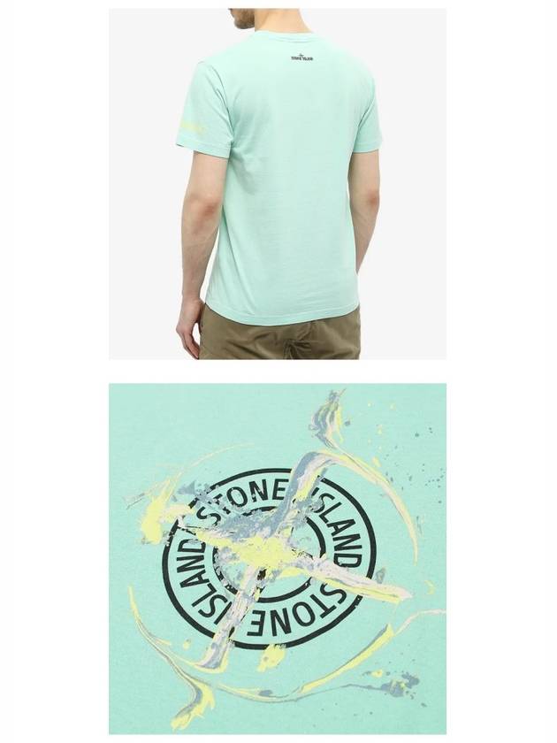 Marble One Logo Print Short Sleeve T-Shirt Mint - STONE ISLAND - BALAAN 6