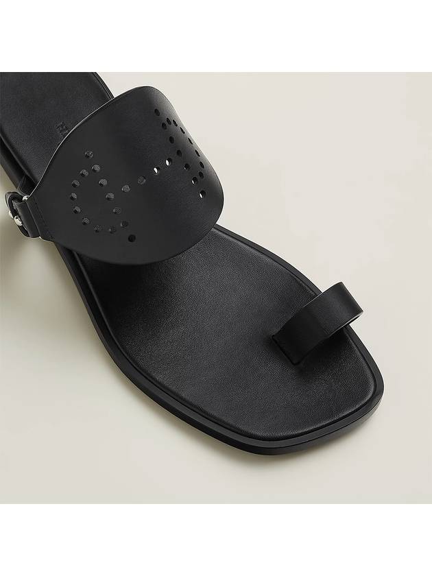 Hera Calfskin Sandals Noir - HERMES - BALAAN 5